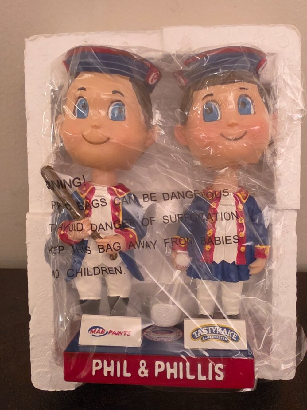 Vintage Phil and Phillis bobbleheads from the Philadelphia Phillies in 2003.